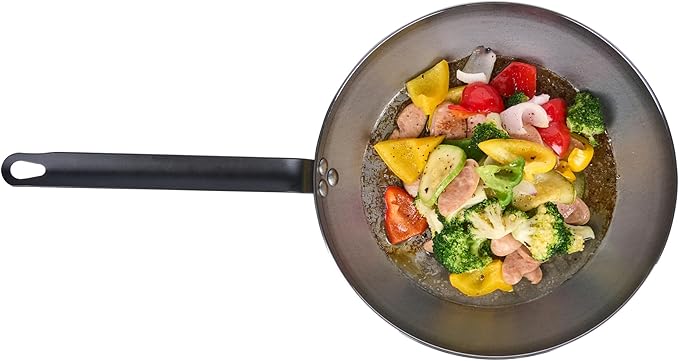 Restaurantware Fry Pan 1 Pack of 11.8 Inches Carbon Steel Non-Stick Searing Pan With Ergonomic Handle Silver For Sauteing and Omelets