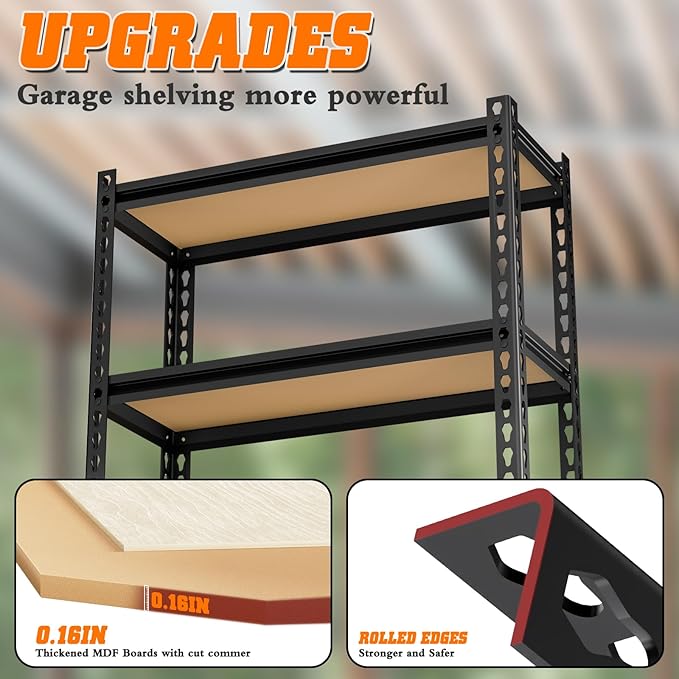 LEVELEVE 5-Tier Storage Shelving Unit, 2020 lbs Capacity, Heavy Duty Adjustable Metal Utility Shelf, 48" L x 18" W x 73" H for Garage, Kitchen, Pantry, Basement, Bathroom, Laundry, 3 Pack