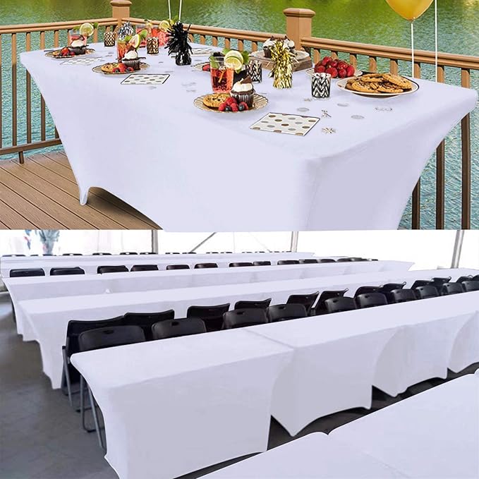 RELIANCER 1 Pack Stretch Spandex Table Covers for Rectangular Tables,4FT Elastic Fitted Tablecloth,Universal Rectangular Table Cloth Protector for Outdoor Party,Wedding,Bar,Birthday,Banquet,Events