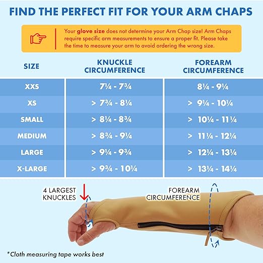 Arm Chaps Extended Elbow Leather Arm Guard - Arm Sleeve Protectors for Thin Skin and Bruising, Scratches & Cuts - Protective Arm Sleeve for Any Age- Left & Right Form-Fitting - Tan (1Pair/Small).