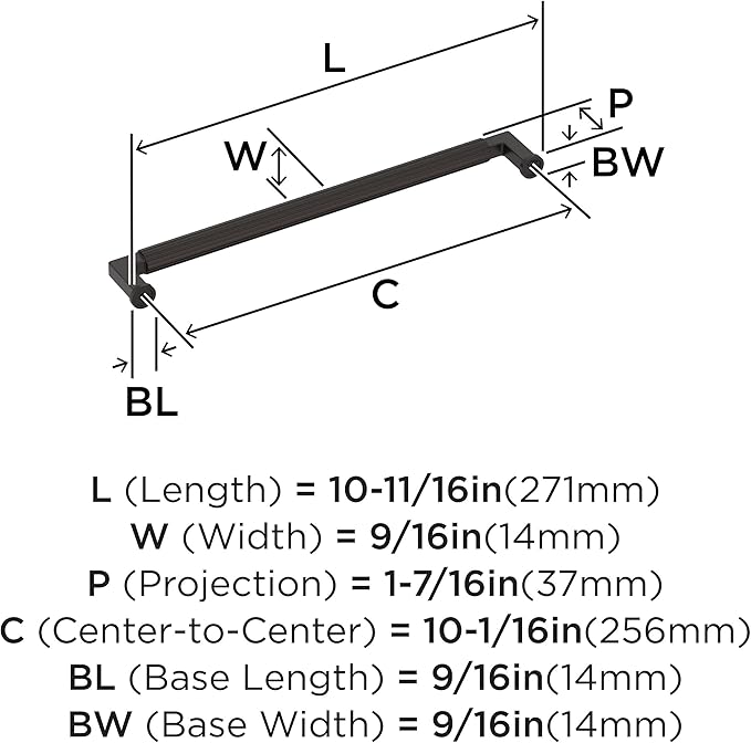 Amerock Ballard 10-1/16 inch (256mm) Center-to-Center Oil-Rubbed Bronze Cabinet Pull, BP37648ORB