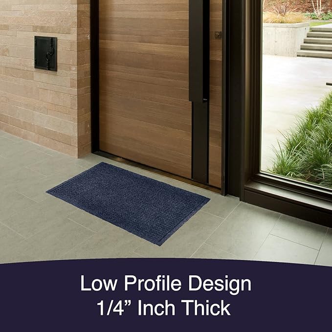 Ecomills Rubber Doormat, Medium, 24" W x 36" L, Blue, Large, Absorbent Indoor Outdoor, Stain Resistant, Rubber Non Slip Backing, Heavy Duty, Durable
