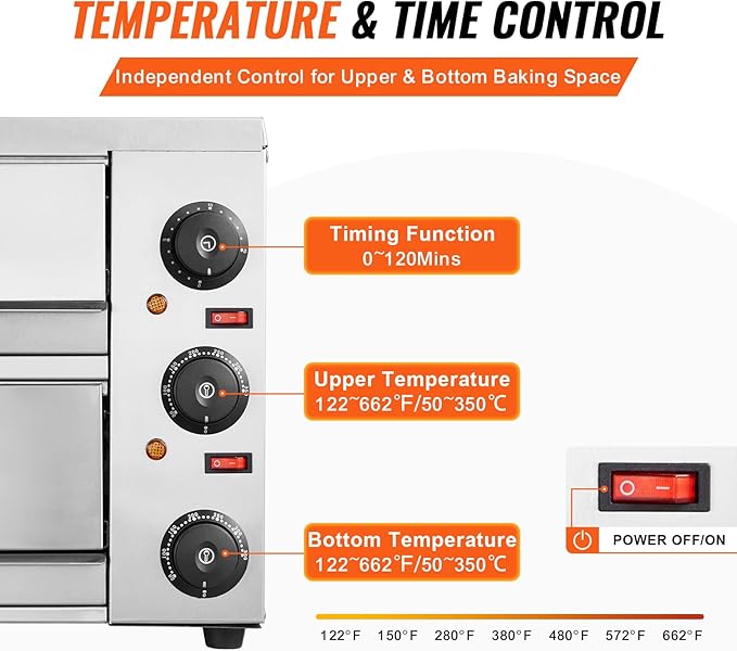 VEVOR Electric Pizza Oven for Countertops, 12-inch, 1700W, with Temp Control & 0-60 Min Timer, Even Baking Technology & Easy Clean Crumb Tray, Ideal for Both Commercial & Home Kitchens