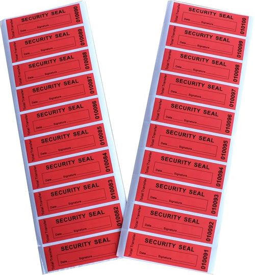 100pcs 100% Total Transfer Tamper Evident Security Warranty Void Stickers/Labels/Seals (Red, 1 x 3.35 Inches, Serial Numbers)