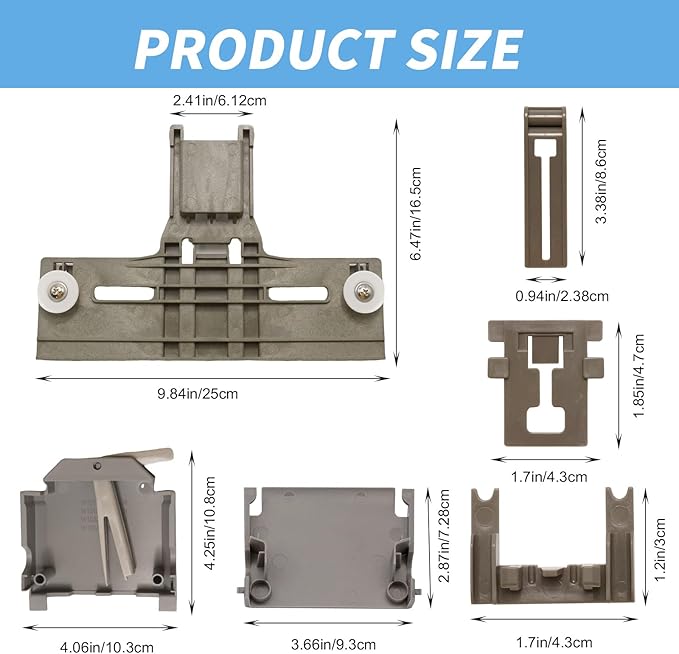 10Pcs WPW10546503 Dishwasher Upper Rack Parts and Dishwasher Adjuster Housing, Replacement for Kenmore 221.4715N710 221.4792N512, Replaces W10320664 W10320665