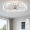 20'' Ceiling Fan with Light, Upgraded Low Profile Fan, Flush Mount Ceiling Fan, 6 Speeds, Dimmable LED, App & Remote Control, Quiet DC Motor, for Bedroom, Living Room, F098 White