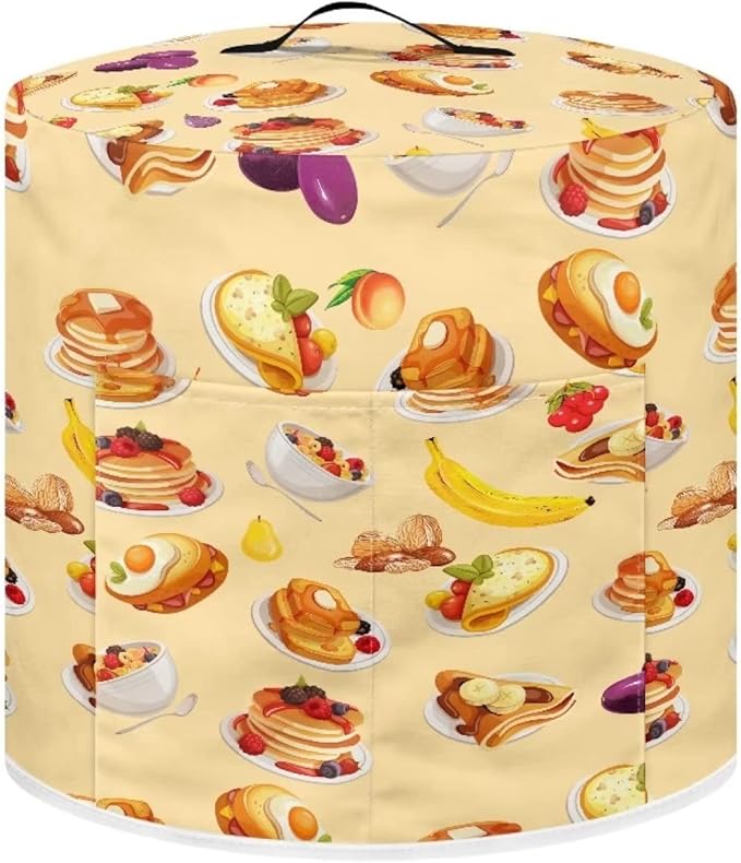 Cute Food Pattern Kitchen Appliance Cover for 3 qt Pressure Cooker,Small Appliance Dust Cover for Electric Pressure Cooker/Air Fryer/Rice Cooker/Steamer/Toaster/Oven,Washable