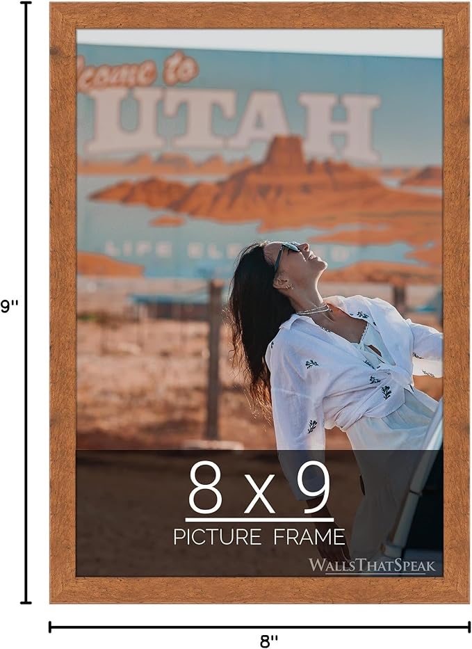 wallsthatspeak 8x9 Light Walnut Rustic Pine Picture Frame for Puzzles Posters Photos or Artwork