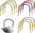 9 Pcs 3 Colors Rattan Metal Teapot Handle Bendable Teapot Handle Replacement for Ceramic Teapots, Japanese Wired Teapots