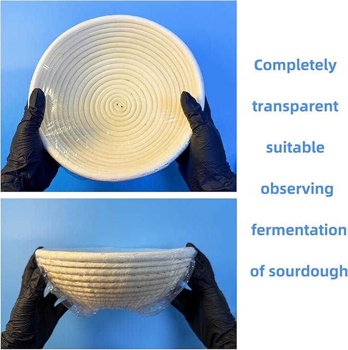 100 Boxed Bowl Covers Bread Proofing Large Thick Clear Plastic Wrap for Food Shower Caps for Sourdough Bread Baking Rising Elastic Reusable BPA Free Food Grade (Diameter 13" Thick Clear)