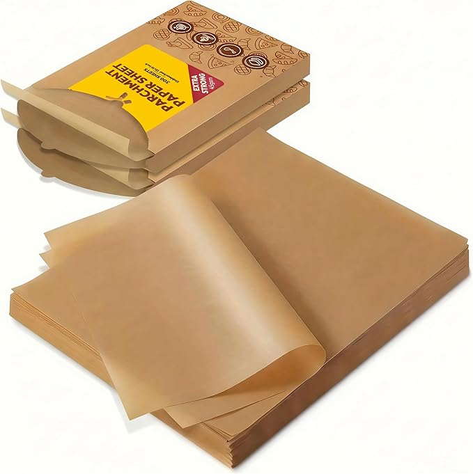 Katbite 600 Sheets 12x16 In Parchment Paper, Heavy Duty Baking Paper, Unbleached Non-stick Sheets for Air Fryer, Grilling, Steaming Cooking Bread Cake and Wrapping Foods