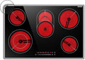 Karinear Electric Cooktop 30 Inch, 8400w 5 Burners Electric Stove Top, Built-in Ceramic Cooktop with Glass Protection Metal Frame, Multifunctional Stove for 220-240v, Hard Wire, No Plug