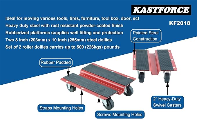 Utility Dolly Kit of Pair 8 inch x 10 inch Steel Dollies, Snowmobile Dolly,Material Mover KF2018