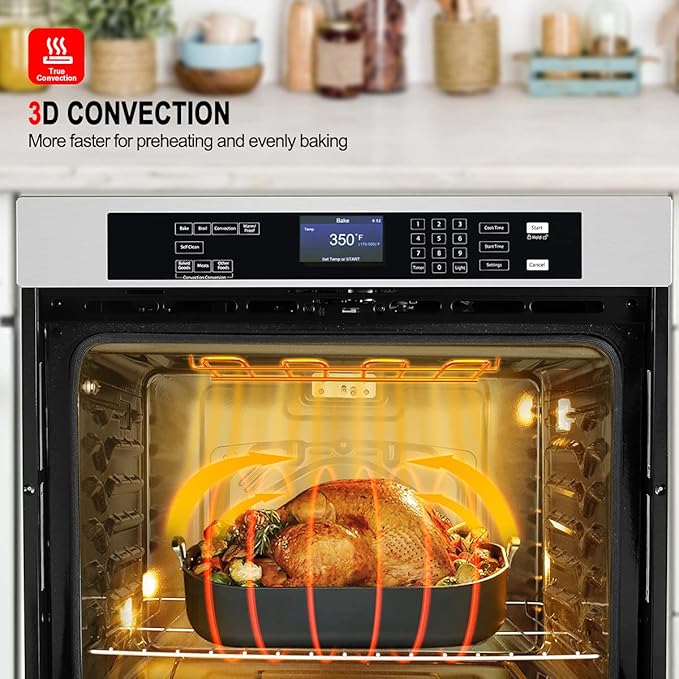 Electric Wall Oven, GASLAND Pro ES710TS Professional Built-in Oven 30 Inch 10 Functions, 5.0 Cu.Ft. Convection, Self-cleaning, Air Fry, Temperature Probe Included, 240V Hardwire, Stainless Steel