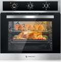 AMZCHEF 24" Single Wall Oven, 2.65 Cu.ft. Built-in Electric Wall Oven with 5 Cooking Functions, 360° ROTATING ROTISSERIE, 2200W, Mechanical Knobs Control, Timer, Stainless Steel Wall Oven for Kitchen