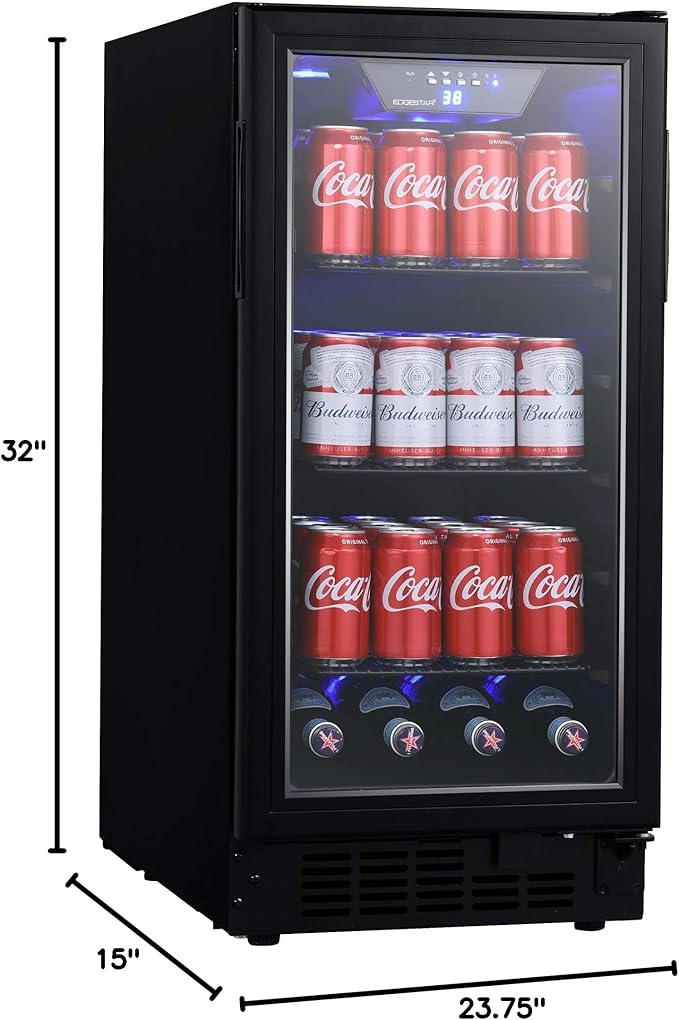 EdgeStar BBR901BL 15 Inch Wide 80 Can Built-In Beverage Center with Slim Design
