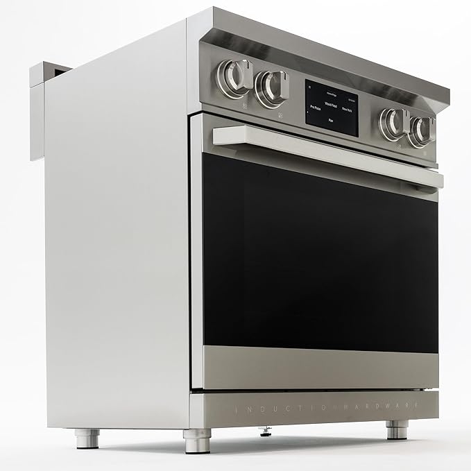 30 Inch Professional Induction Range with Convection Oven, Air Fry, 4 Burner Electric Stove, Pizza Stone - Stainless Steel