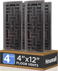 4x12 Inches 4 Pack Heavy Duty Walkable Floor Register - Easy Adjust Air Supply Lever Decorative Floor Vent Covers, Seattle Design Vent Covers for Home - Oil Rubbed Bronze