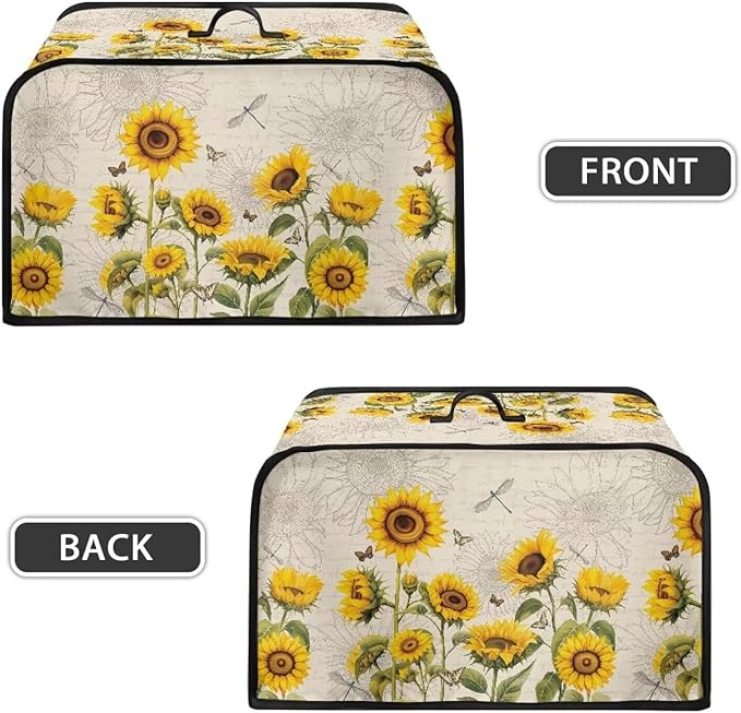 Sunflower Slow Cooker Dust Cover - Dragonfly Crock Pot Cover for 6-8 Qt Slow Cookers
