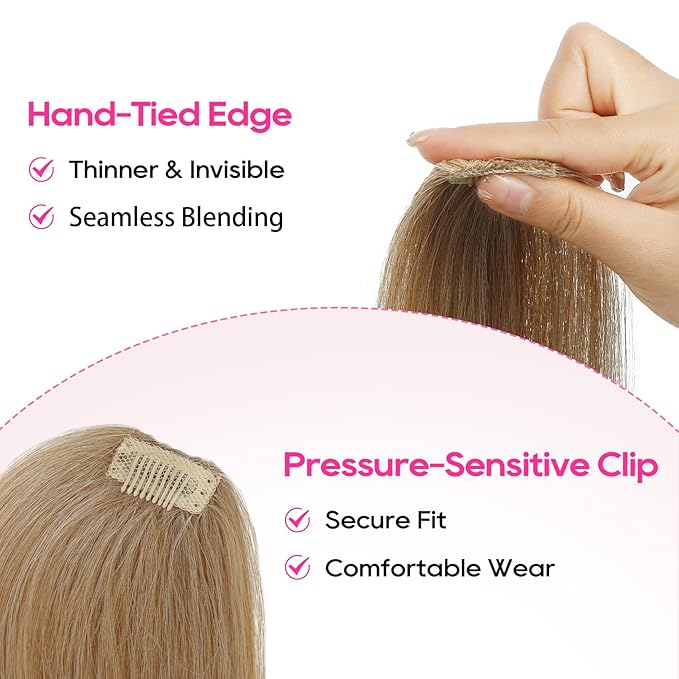 REECHO Clip in Hair Volumizer, Short Thick Clip in Hairpieces Adding Extra Hair Volume Extensions for Women with Thin Fine (Deep Blonde, 8 Inch(Pack of 2))
