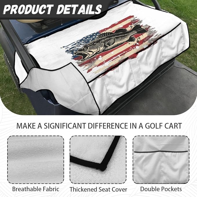 Golf Cart Seat Cover Cushion with Non-Slip Backing and Breathable Microfiber Fabric, Designed for Comfort and Protection in Outdoor Environments