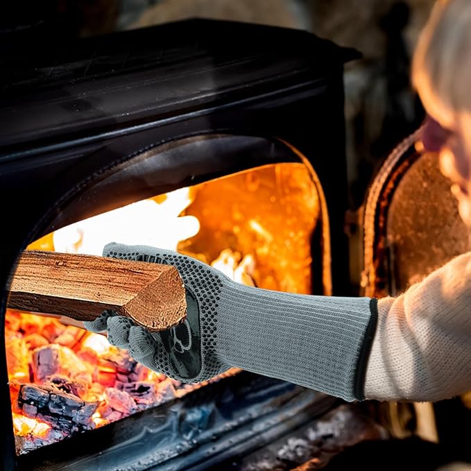 UBeesize Lengthen BBQ Gloves (Bear Paw), 1472°F Heat Resistant Grill Glove, 14 inch Fireproof Oven Gloves for Cooking, Non-Slip Fire Glove for Grilling, Barbecue, Smoker, Baking, Frying