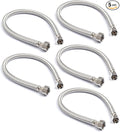 Stainless Steel Braided Water Connectors with Reinforced PVC Inner Hose for Faucets, 3/8" Compression x 1/2" FIP, 16" Length (5Pack)