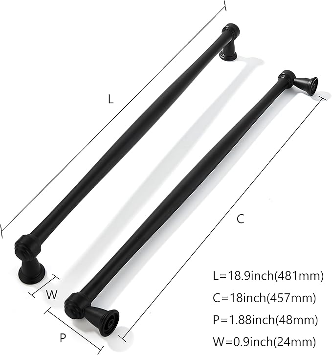 khtumeware 1 Pack Appliance Pull 18 Inch(457mm) Black Cabinet Pulls Black Kitchen Matte Black Cabinet Handles Kitchen Cabinet Hardware for Cupboard Drawer Handles Dresser Pulls