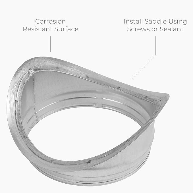 Galvanized Steel Saddle Takeoff – Round 90 Degree Splitter for 10” Duct with 8" Outlet Branch Connector - Range Hood Duct Adapter - Heavy Duty Supply/Exhaust Air Ventilation Duct Work Collar