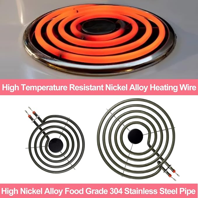 LXun Upgraded MP22YA 2 Pack Electric Range Burner Element Unit Set, 1 x MP21YA 8" and 1 x MP15YA 6" Stove Burners Replacement for Kenmore, Hardwick, Maytag, Norge Whirlpool Electric Range Stove
