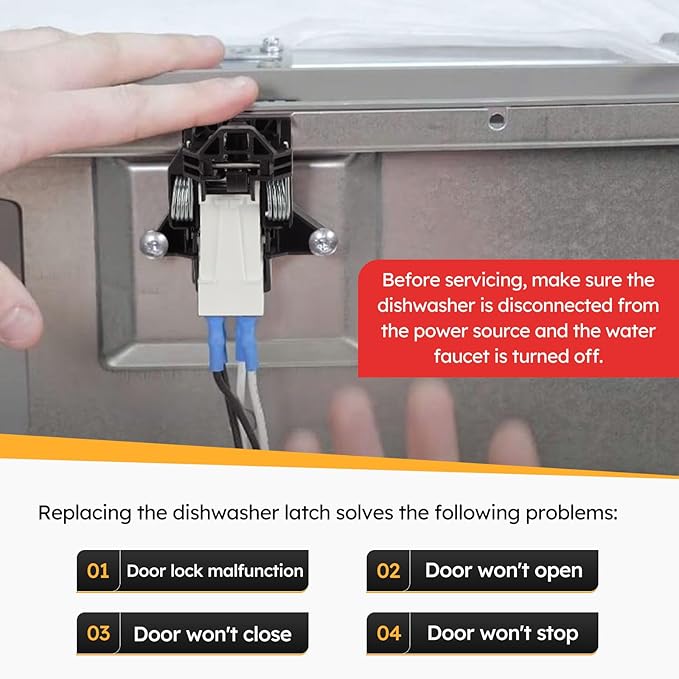 5304516818 Upgrade Dishwasher Door Latch & Door Switch Kit Compatible with Electrolux Kenmore Frigidaire Dishwasher Door Replaces# 5304525218 154543901 154758101 154543901 154722401-2 Year Warranty
