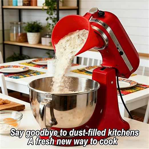 Flour Funnel for Kitchen Aid Mixer, Stand Mixer Attachment, Easy Pour No-Mess Attachment, Anti-Splash Accessory, Durable Dishwasher-Safe Baking Tool (Green)