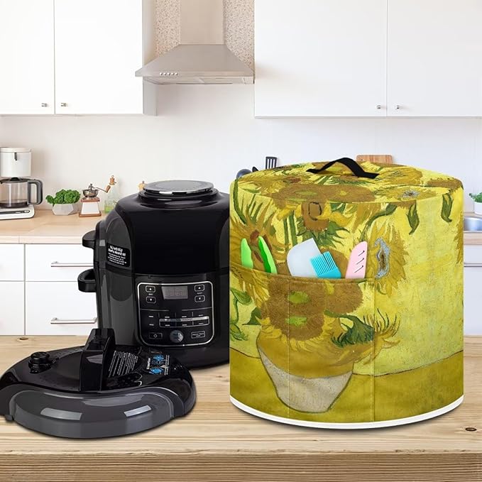 Starry Night Art 3D Print Dust Cover with Pocket for 3 Quart Instant Pot, Rice Cooker and Air Fryer, Round Protective Cover Dust-Proof Stain Resistant Electric Appliance Cover Easy to Clean
