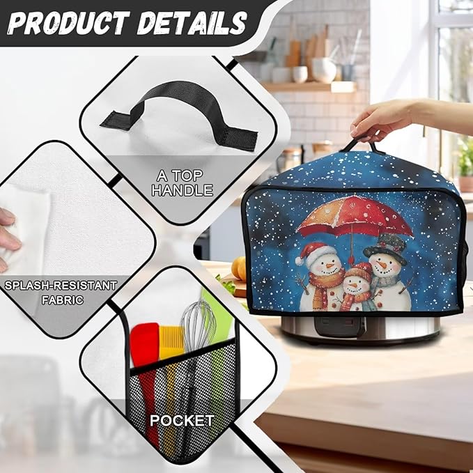 Snowman Clover Crock Pot 6-8 Quart Slow Cooker Cover Dust Cover Slow Cooker Bag Dust Covers for Kitchen Appliances Dust Resistant Decor Kitchen Utensils for Saint Patrick's Day