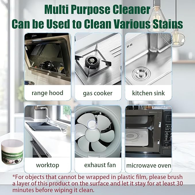 Truey Pot Bottom Black Stain Cleaner Set, Stainless Steel Cleaning & Polishing,Powerful Kitchenware Cleaner, Cooktop Pot Cleaner Effortless for Burned Cookware,Multi-purpose Oil Stain Remover (400g)