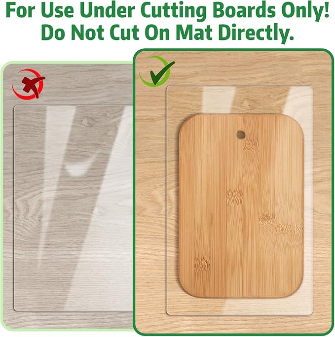 Non-Slip Cutting Board Mat, 2 Pack 10" x 15" Clear Anti-Slip Cutting Board Mat for Home Cooks and Chefs, Safety Grip Mat Under Kitchen Cutting Boards, Dishwasher Safe Great as Drawer Liners