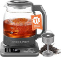 Rufus Titanium & Glass Electric Tea Kettle Tea Maker - Pro Steam Extraction, 11 Temp & 10 Strength Levels, Dry Boil Protection, 12H Auto Warm, 1.2L 600W 120V, BPA-Free with 1 Infusers