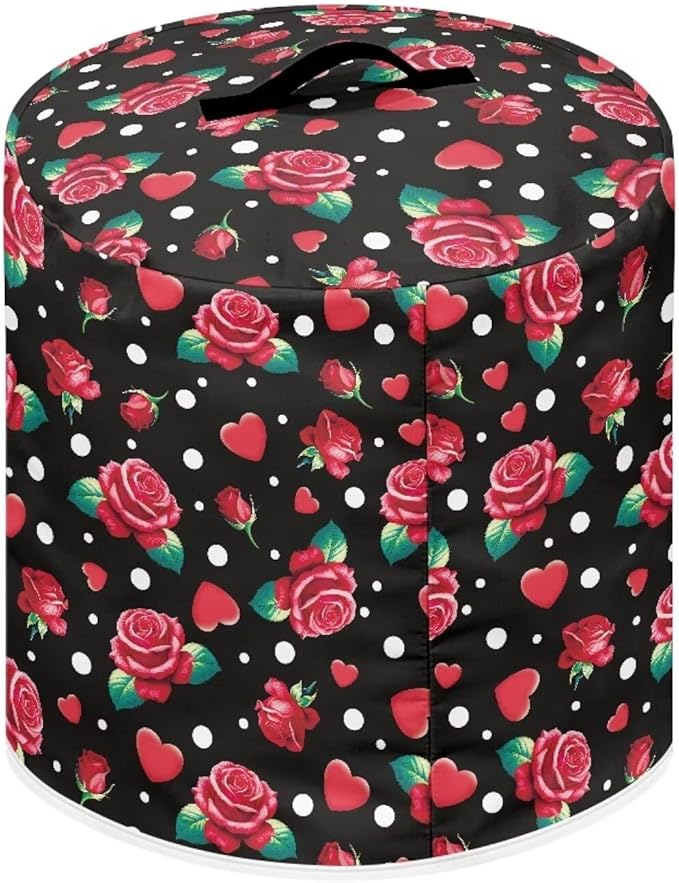 Dust Cover for 3 Quart Instant Pot and Extra Accessories,Red Rose Print Dust Proof Easy to Clean Pressure Cooker Cover Electric Appliance Cover Air Fryer Accessories with Pocket