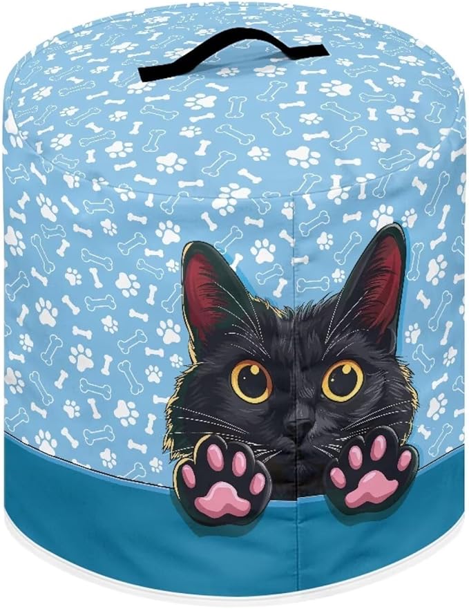 TODIYADDU Black Cat Paw Print Pressure Cooker Cover for Women Trendy Instant Pot Cover with Top Handle and Pocket Kitchen Appliance Cover Dust Cover for 3 Quart Instant Pot and Extra Presents, S