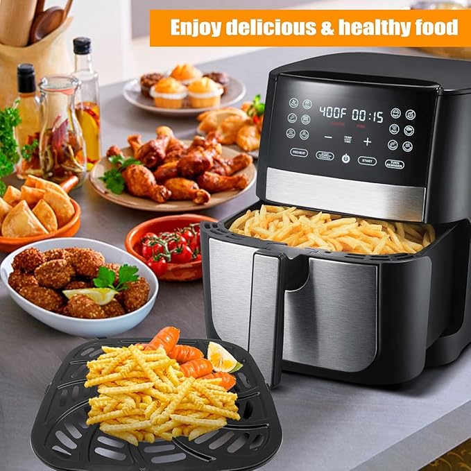 GWY Air Fryer Replacement Tray for Gourmia GAF856 GAF826 Air Fryer, Nonstick 9.8''*9.8'' square Air Fryer Replacement Parts Rack Grill Pan Grill Plate Crisper Plate for Gourmia 8QT Air Fryer