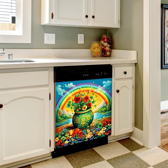 Rainbow Flower Colorful Dishwasher Magnet Cover, Reusable Refrigerator Panel Stickers Microwave Front Door Covers Magnets for Kitchen Home Appliances Holiday Party Decorations 23 X 26 in