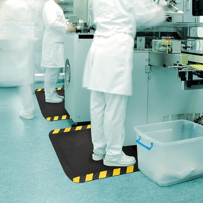 M+A Matting Hog Heaven Anti Fatigue Mat – Welding Resistant Grease and Oil Proof Industrial Commercial Grade Door Mat for Indoor Entrance, Workshop, or Garage, 3x5 Size, 5/8" Thick, Striped Border