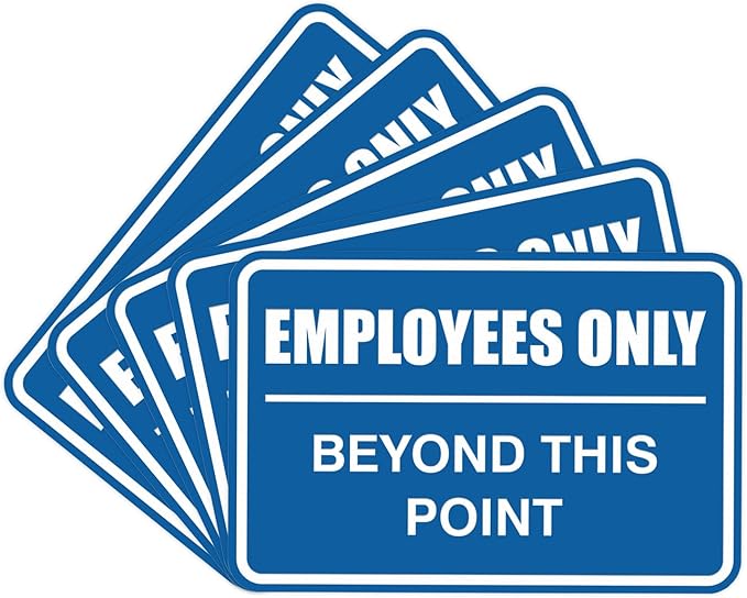 All Quality Classic Framed Employees Only Beyond This Point Wall or Door Sign | Easy to Install Business Signage - Small (Navy Blue) 5 Pack
