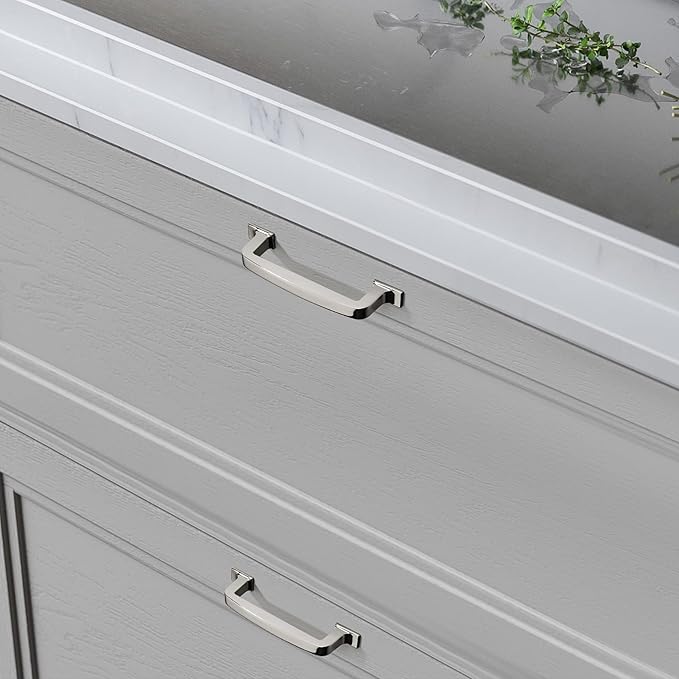 khtumeware 6 Pack 5 Inch Kitchen Cabinet Handles Polished Nickel Cabinet Pulls Drawer Pulls Kitchen Cabinet Hardware Kitchen Handles for Cabinets Cupboard Handles Drawer Handles