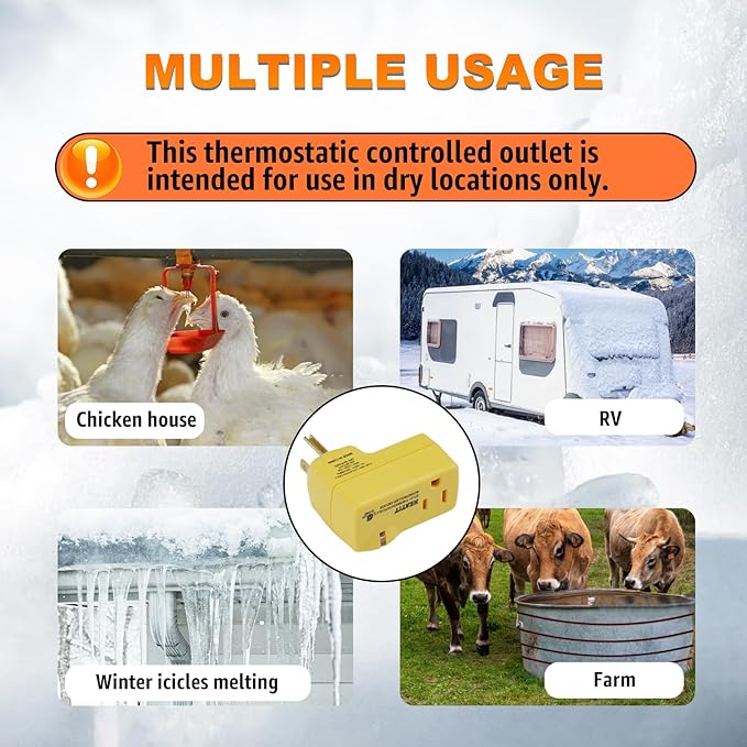 HEATIT ET-21 Freeze Thermostatically Controlled Outlet On at 38F /Off at 50F