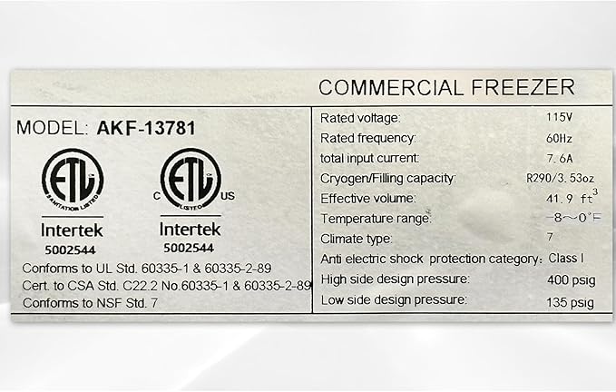 Commercial Freezer 2-Doors Solid Upright Reach in Two Section Stainless Steel NSF Certified 54" Width, Capacity 47Cuft, Restaurant Quality Kitchen -8°F Cold AKF-13781