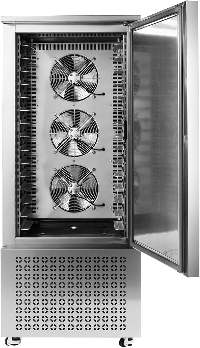 VEVOR 370 L Blast Chiller, 15 Trays Commercial Large Flash Freezers, <-31~68°F> 4 Modes Shock Frozen, 304 Stainless Steel Flash Freezer, Blast Chillers with Caster for Bakery, Restaurant Kitchen