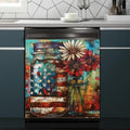 Farm Sunflower American Independence Memorial Day Dishwasher Magnet Cover,23" x 26" Dishwasher Cover,Magnetic Decal Vinyl Sticker Kitchen Decor Refrigerator Magnets Self Adhesive Wrap