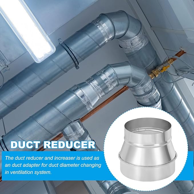 PATIKIL 6 Inch to 5 Inch Round Duct Reducer Increaser Connector, Galvanized Steel Air Duct Adapter Pipe Fitting for Bathroom Kitchen Inline Ventilation Systems, Silver Tone