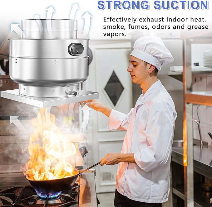 Roof Ventilator Restaurant Hood Grease Rated Exhaust Fan Direct Drive Centrifugal Upblast Exhaust Fan 1.5HP 5000 CFM 110 Volt Single Phase Motor